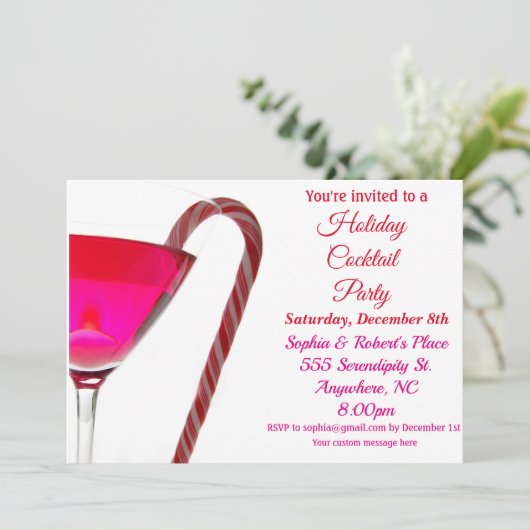 Kerstmis | Feestelijke Kerstborrel Elegante Rode K Kaart (Staand voorkant)