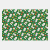 Kerstmis feestelijke lama's op groen inpakpapier vel (Voorkant 3)