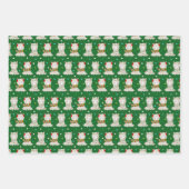 Kerstmis feestelijke lama's op groen inpakpapier vel (Voorkant 2)