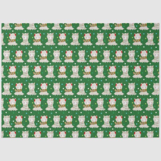 Kerstmis feestelijke lama's op groen tissuepapier (Voorkant)