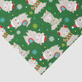 Kerstmis feestelijke lama's op groen tissuepapier (Detail)