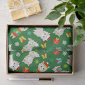 Kerstmis feestelijke lama's op groen tissuepapier (Geschenk)