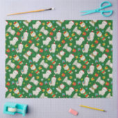 Kerstmis feestelijke lama's op groen tissuepapier (Craft)