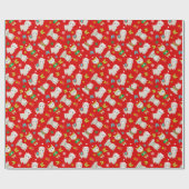 Kerstmis feestelijke lama's op rood cadeaupapier (Vlak)