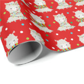 Kerstmis feestelijke lama's op rood cadeaupapier (Rol Hoek)