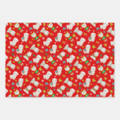 Kerstmis feestelijke lama's op rood inpakpapier vel (Voorkant 3)