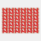 Kerstmis feestelijke lama's op rood inpakpapier vel (Voorkant)
