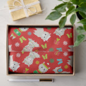 Kerstmis feestelijke lama's op rood tissuepapier (Geschenk)