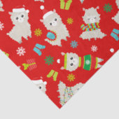 Kerstmis feestelijke lama's op rood tissuepapier (Detail)