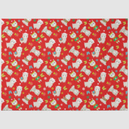 Kerstmis feestelijke lama's op rood tissuepapier