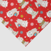 Kerstmis feestelijke lama's op rood tissuepapier (Detail)