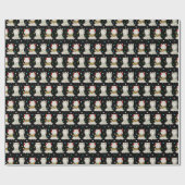 Kerstmis feestelijke lama's op zwart cadeaupapier (Vlak)