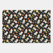 Kerstmis feestelijke lama's op zwart inpakpapier vel (Voorkant 3)