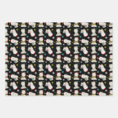 Kerstmis feestelijke lama's op zwart inpakpapier vel (Voorkant)