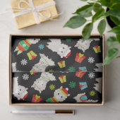 Kerstmis feestelijke lama's op zwart tissuepapier (Geschenk)