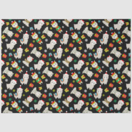 Kerstmis feestelijke lama's op zwart tissuepapier