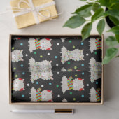 Kerstmis feestelijke lama's op zwart tissuepapier (Geschenk)