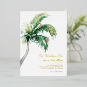 Kerstmis Feestelijke Palmboom Bewegend Goud Folie Feestdagenkaart (Staand Voorkant)