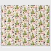 Kerstmis feestelijke sneeuwpop cadeaupapier (Vlak)