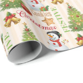 Kerstmis feestelijke sneeuwpop cadeaupapier (Rol Hoek)