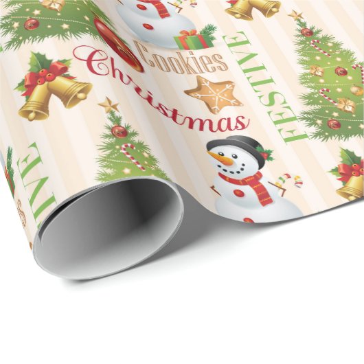 Kerstmis feestelijke sneeuwpop cadeaupapier (Rol Hoek)