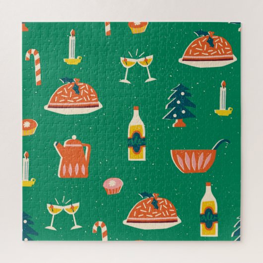 Kerstmis feestelijke tafel,  patroon. legpuzzel (Verticaal)