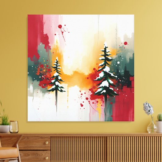 Kerstmis Feestkleuren Frequentie Abstract Winter Canvas Afdruk (Insitu (Woonkamer))