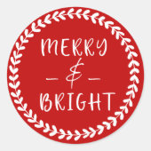 Kerstmis & Fel Rood en Wit Ronde Sticker (Voorkant)