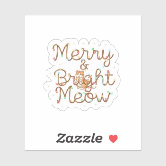 Kerstmis & Felicitatie Meow Kat Silhouet Sticker (Vel)