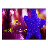 Kerstmis Feliz Navidad Blue Star II (Voorkant Horizontaal)