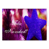 Kerstmis Feliz Navidad Blue Star III (Voorkant Horizontaal)