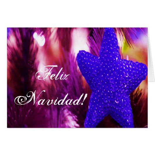 Kerstmis Feliz Navidad Blue Star III (Voorkant Horizontaal)