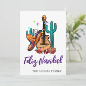 Kerstmis Feliz Navidad Cactus Hoed Feestdagenkaart (Staand voorkant)