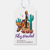 Kerstmis Feliz Navidad Cactus Sombrero Cadeaulabel (Voorkant)