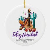 Kerstmis Feliz Navidad Cactus Sombrero Keramisch Ornament (Achterkant)