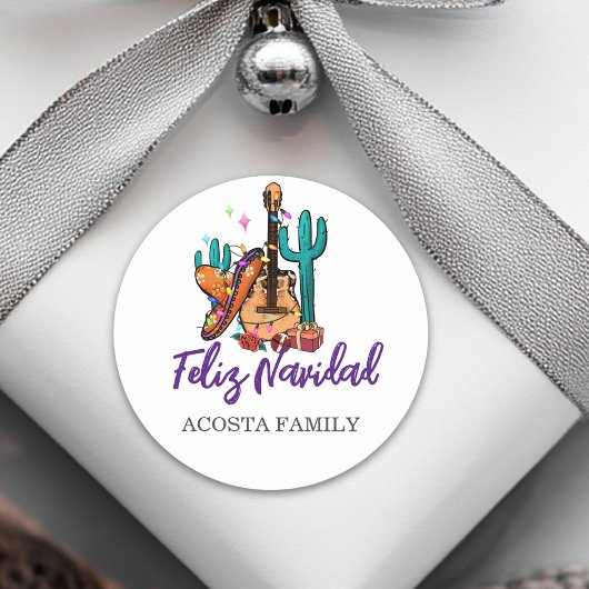 Kerstmis Feliz Navidad Cactus Sombrero Ronde Sticker