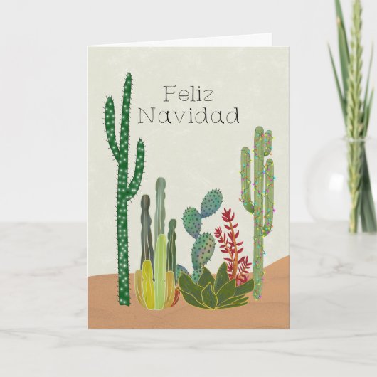 Kerstmis Feliz Navidad Cactussen Kaart (Voorkant)