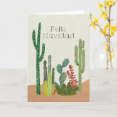 Kerstmis Feliz Navidad Cactussen Kaart (Gele Bloem)