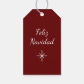 Kerstmis Feliz Navidad Eenvoudige Sneeuwvlok Rood Cadeaulabel (Voorkant)