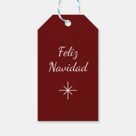 Kerstmis Feliz Navidad Eenvoudige Sneeuwvlok Rood Cadeaulabel