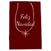 Kerstmis Feliz Navidad Eenvoudige Sneeuwvlok Rood Medium Cadeauzakje (Voorkant)