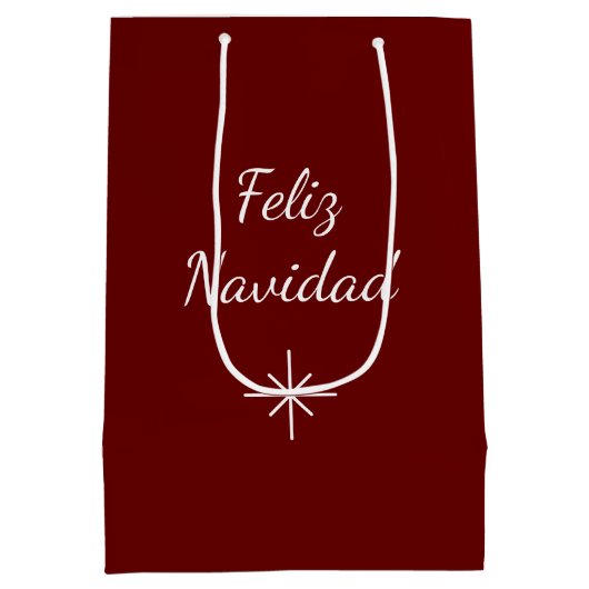 Kerstmis Feliz Navidad Eenvoudige Sneeuwvlok Rood Medium Cadeauzakje (Achterkant)