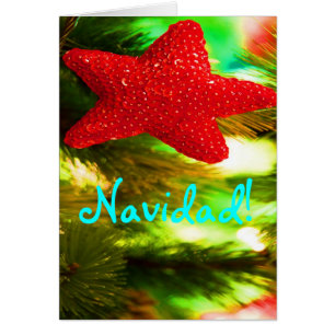 Kerstmis, Feliz Navidad Red Star Holiday-kaart