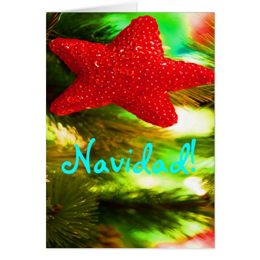 Kerstmis, Feliz Navidad Red Star Holiday-kaart (Voorkant)