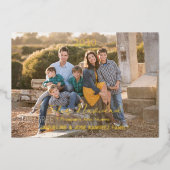 Kerstmis Feliz Navidad Spaanse Familie Foto Goud Folie Feestdagenkaart (Voorkant)