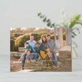 Kerstmis Feliz Navidad Spaanse Familie Foto Goud Folie Feestdagenkaart (Staand Voorkant)