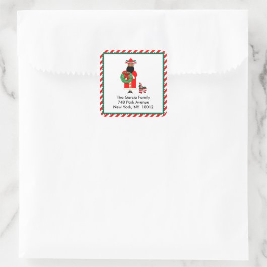 Kerstmis Feliz Navidad Vierkante Sticker (Tas)