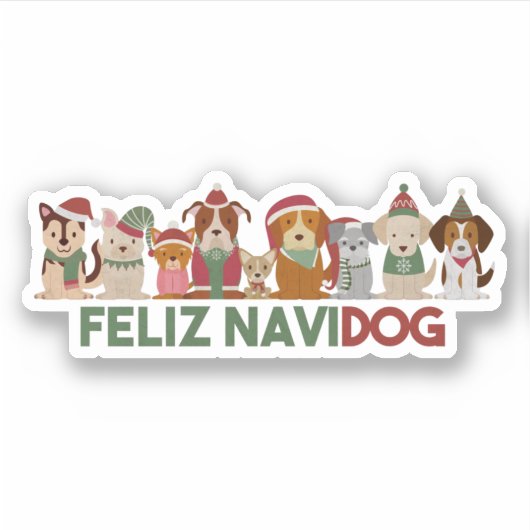 Kerstmis: Feliz Navidog Sticker (Voorkant)