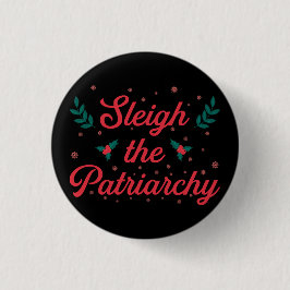 Kerstmis Feministische Patriarchie Wegvagen Ronde Button 3,2 Cm