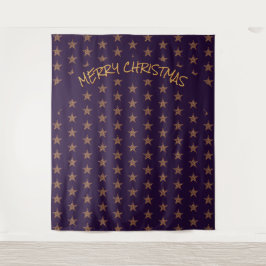 Kerstmis | Festief | Goudsterren | Paarse achtergr Wandkleed